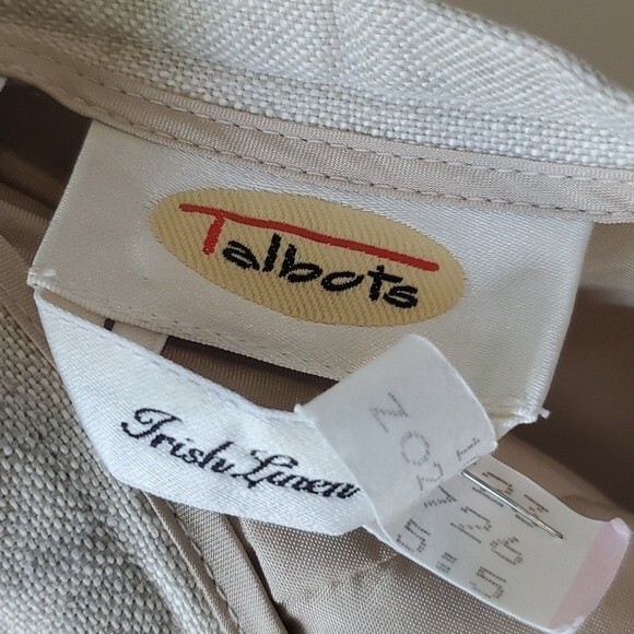 TALBOTS IRISH LINEN PANTS STRAIGHT LEG HIGH RISE SIZE 6 TAN NATURAL NEUTRAL - Picture 4 of 11